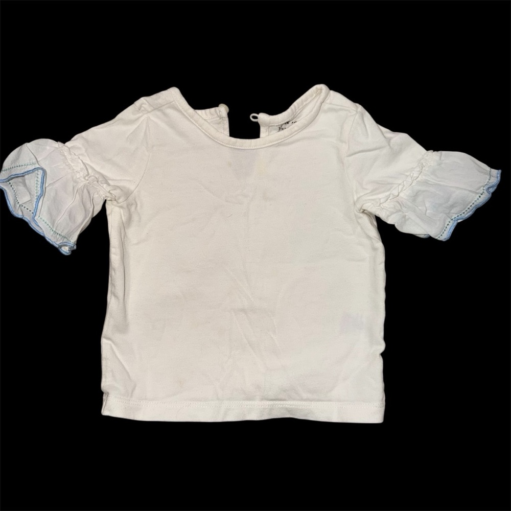 Janie and Jack White Blouse with Blue Trim